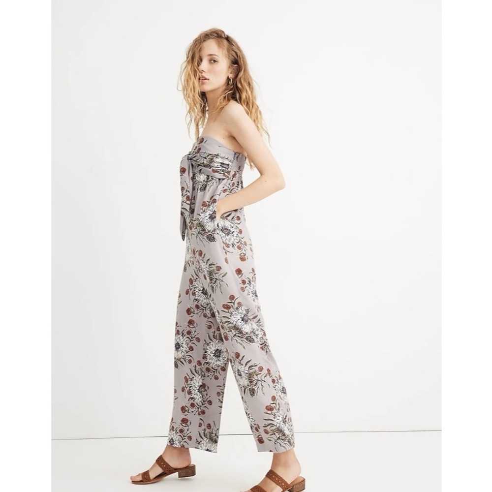 NEW Madewell Strapless Tie-Front Jumpsuit Painted Blooms